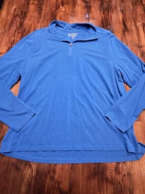 Coolibar Shirt Mens XL Blue Sonora Quarter Zip UPF Sun Protection Bamboo